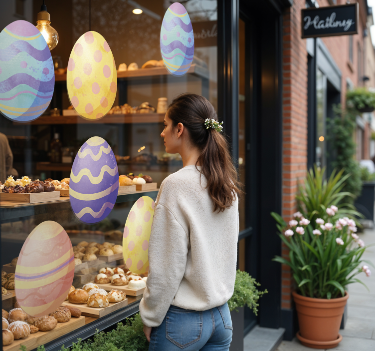 Vinilo escaparate huevos de acuarela - TenVinilo