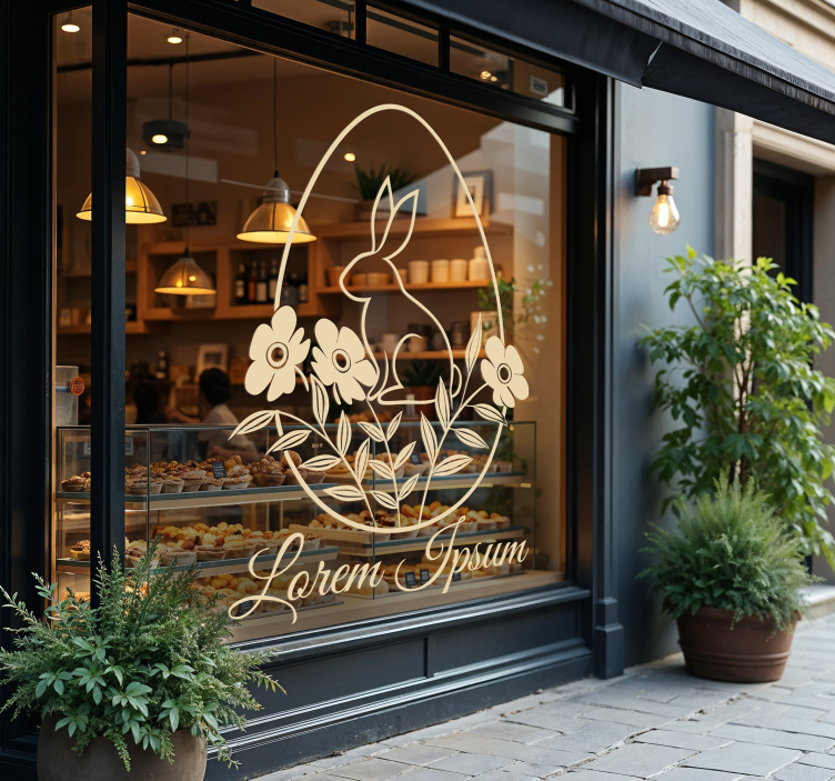 Vinilo escaparate texto personalizado del día de pascua - TenVinilo