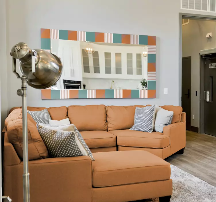 Vinilo espejo marco geométrico colorido - TenVinilo