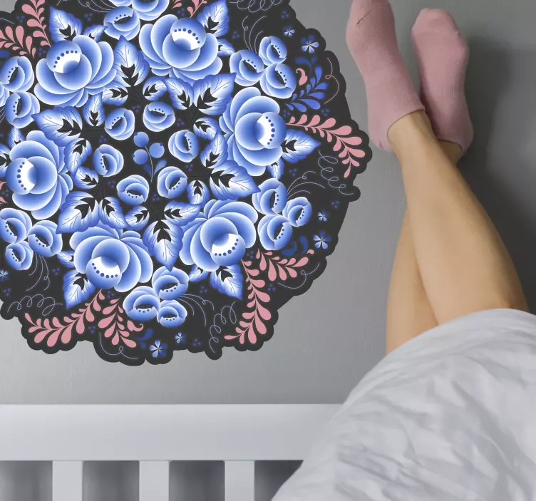 Vinilo flores motivo de mandala botánico - TenVinilo