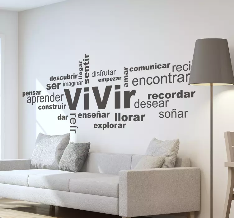 Vinilo pared salón conceptos vitales - TenVinilo