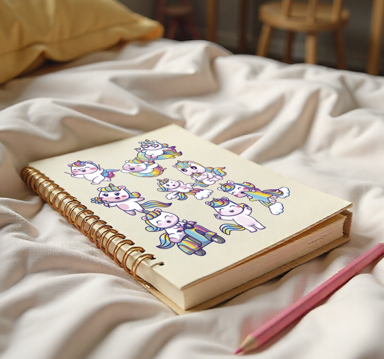 Vinilo educativo conjunto de diseño de unicornio - TenVinilo