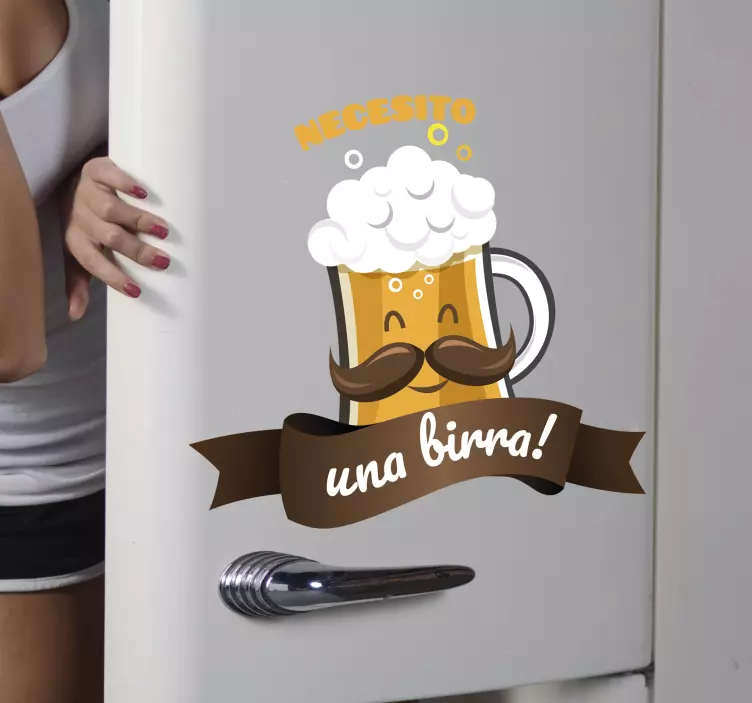 Vinilo frase necesito una birra - TenVinilo