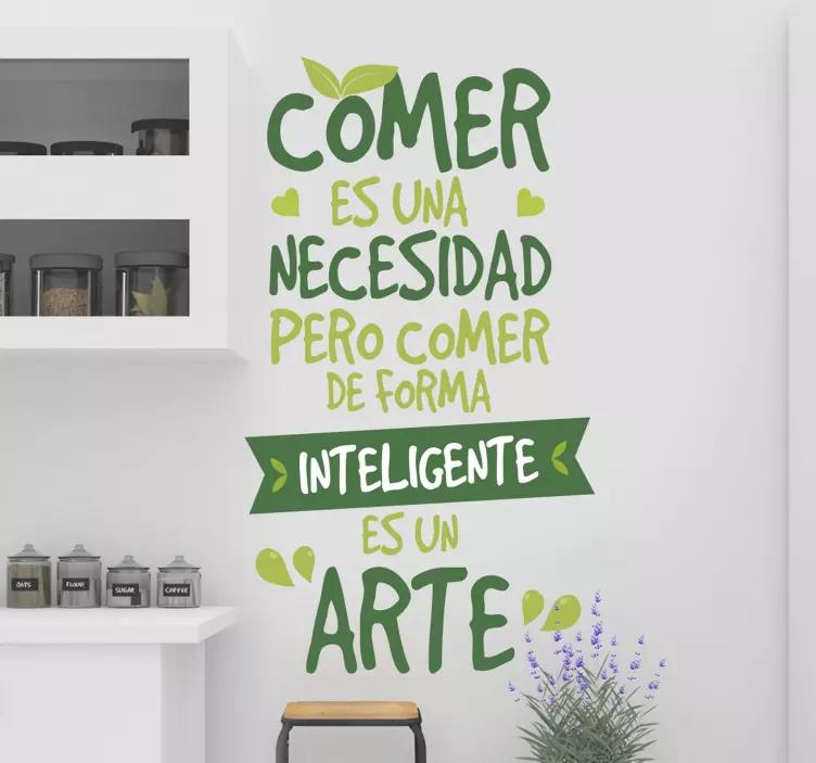 Vinilo para cocina frase comer es un arte - TenVinilo