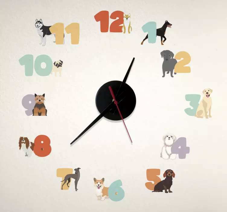 Vinilo dormitorio infantil los perros reloj - TenVinilo