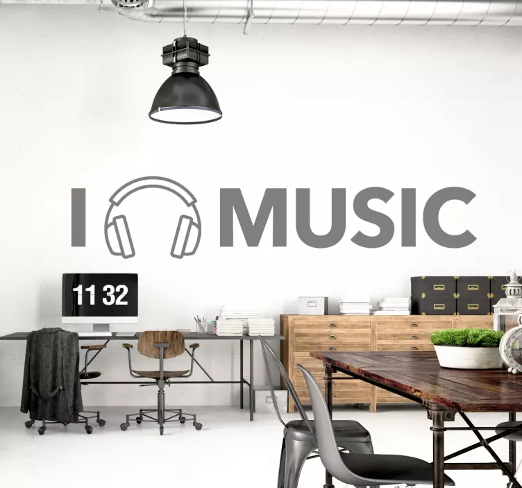 Vinilo I love music auriculares - TenVinilo