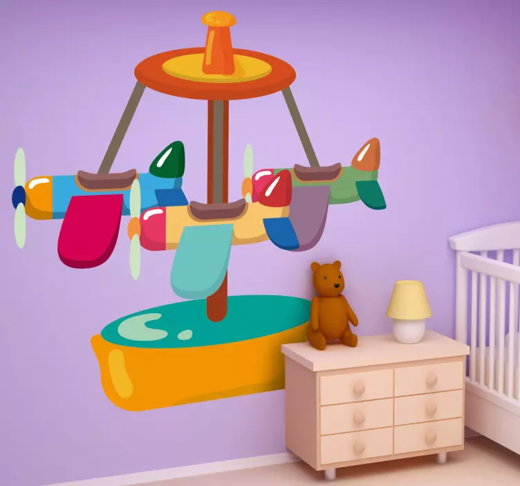 Vinilo infantil carrusel de aviones - TenVinilo