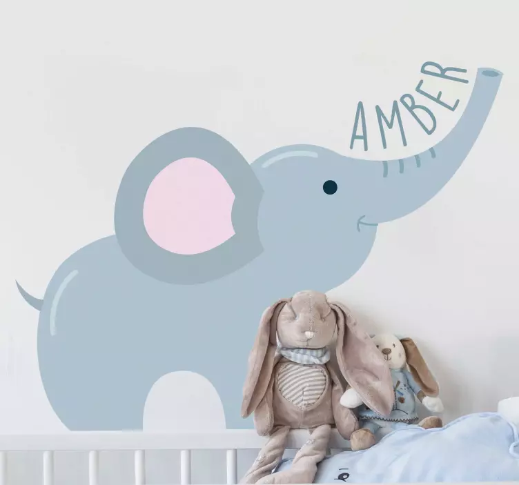 Vinilo infantil elefante con nombre - TenVinilo