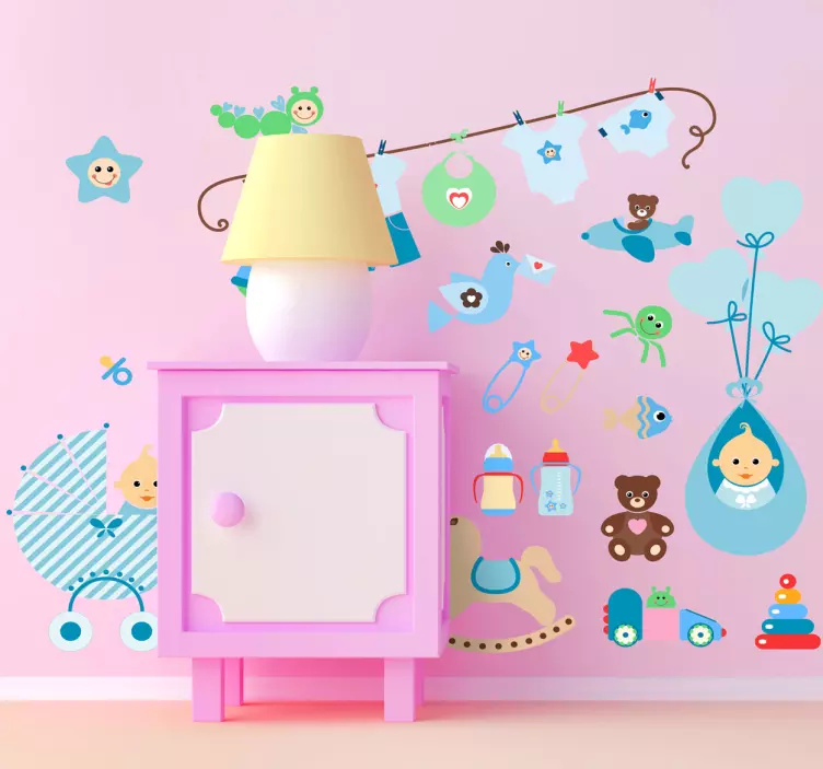 Vinilo infantil elementos decoración bebé - TenVinilo