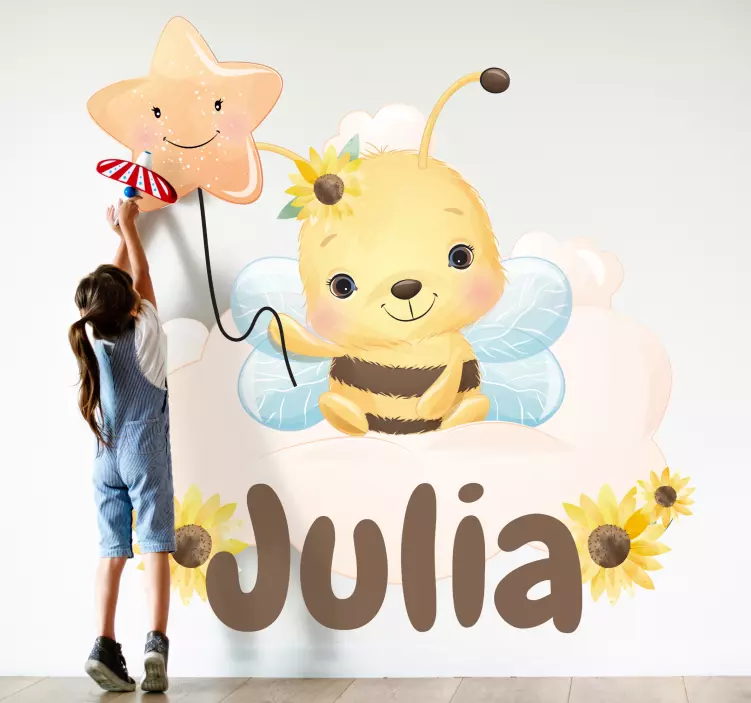 Vinilo infantil diseño de abeja encantadora - TenVinilo