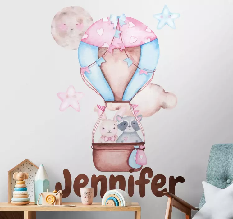 Vinilo infantil globo aerostático personalizado - TenVinilo