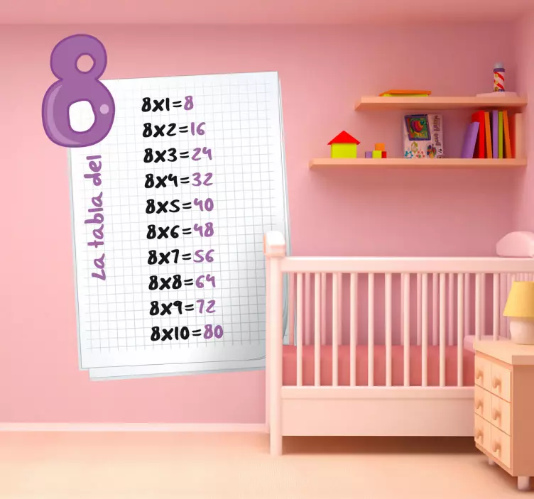 Vinilo infantil hoja tabla del ocho - TenVinilo
