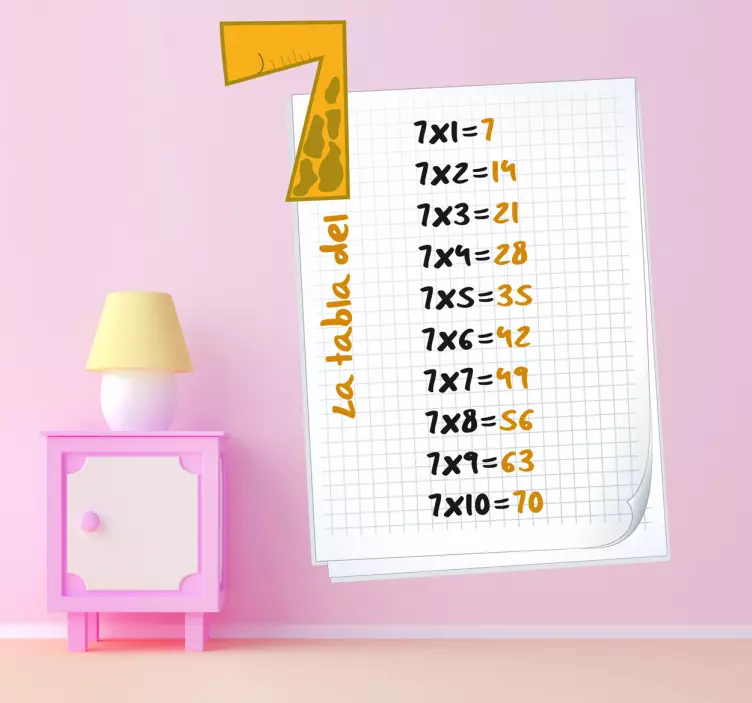 Vinilo infantil hoja tabla del siete - TenVinilo