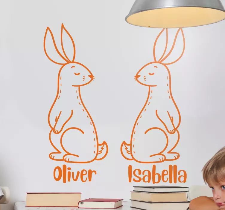 Vinilo infantil ilustración personalizada de conejo - TenVinilo