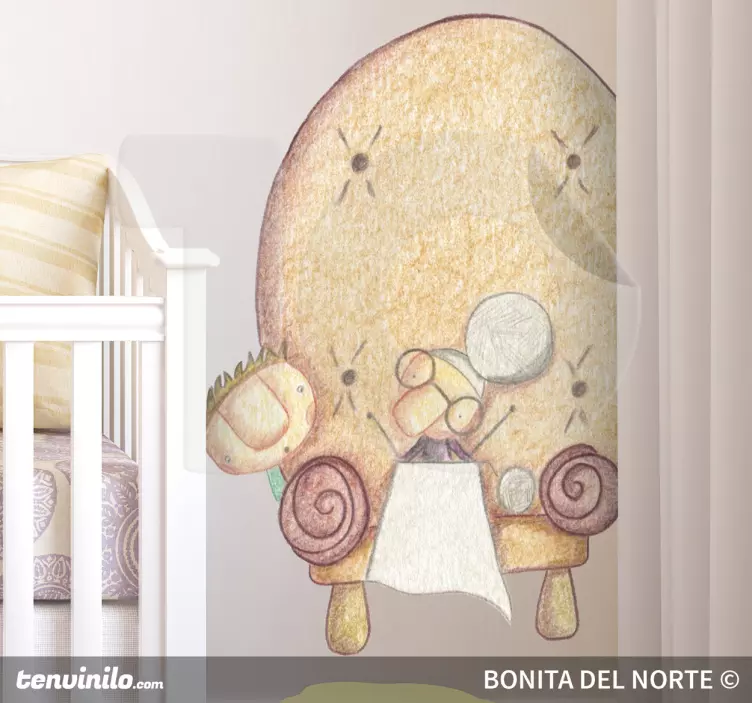 Vinilo infantil lindo personaje sentado - TenVinilo