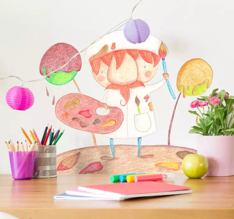 Vinilo infantil pintando el otoño - TenVinilo