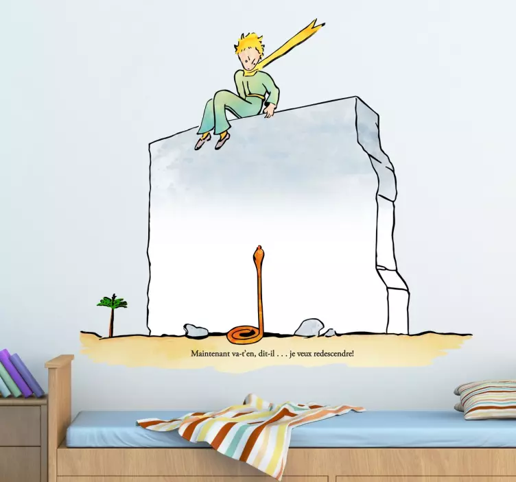 Vinilo infantil Principito escena muro - TenVinilo