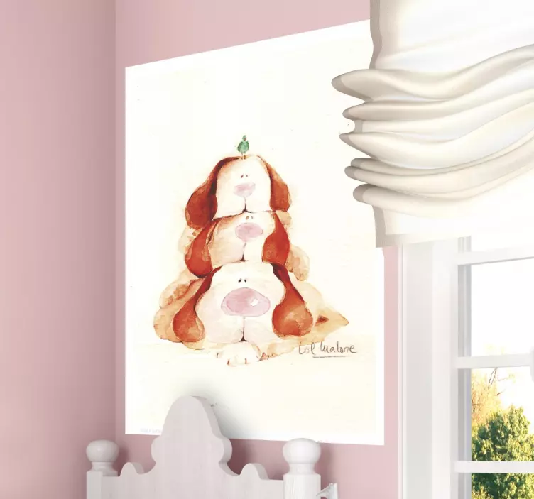 Vinilo infantil tres perritos Lol Malone - TenVinilo