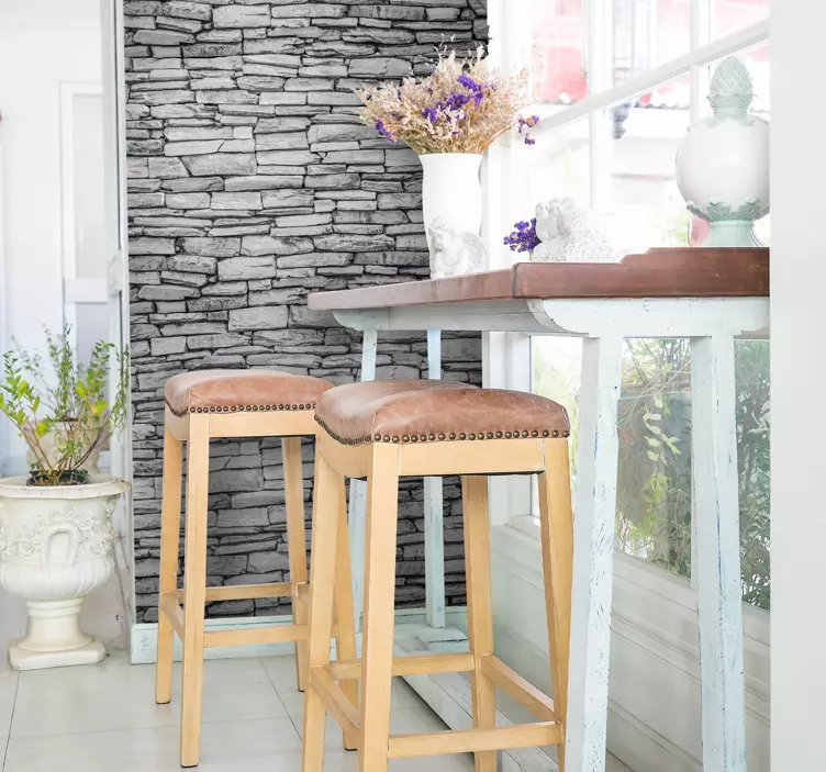 Vinilo para comedor imitación de piedras - TenVinilo