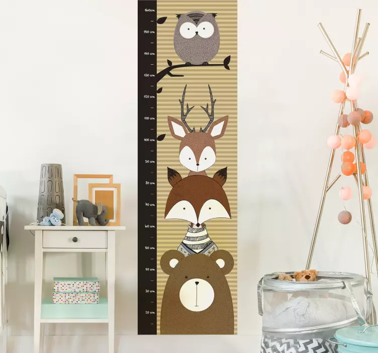 Medidor infantil animales del bosque nórdicos - TenVinilo