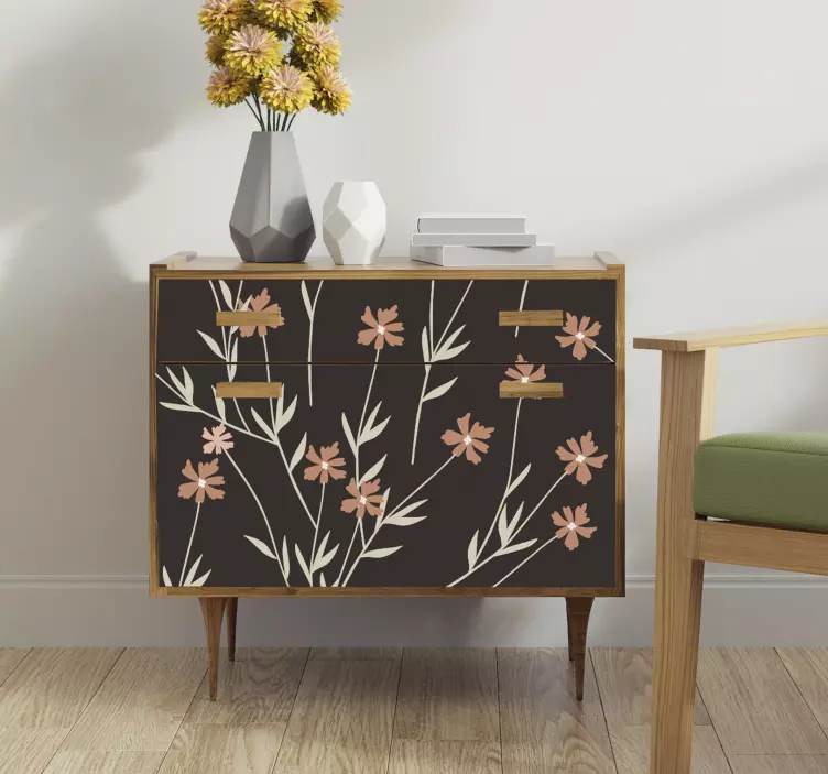 Vinilo para mueble Flores marrones kallax - TenVinilo