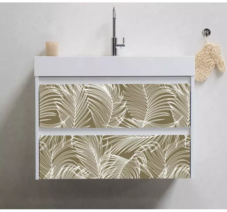 Vinilo para mueble Hojas marrones con contorno blanco - TenVinilo