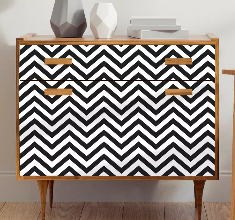 Vinilo para mueble Líneas clásicas en zig zag en blanco y negro - TenVinilo