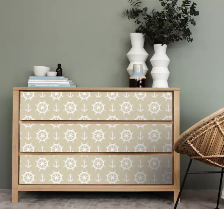 Vinilo para mueble Patrón de elementos náuticos vintage - TenVinilo