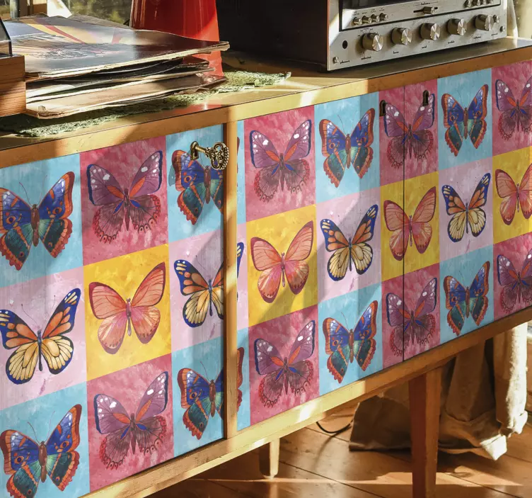 Vinilo para muebles patrón mariposas coloridas - TenVinilo