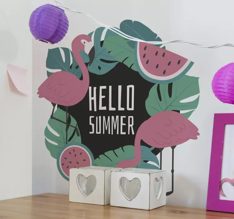 Vinilo naturaleza diseño de flamenco tropical - TenVinilo