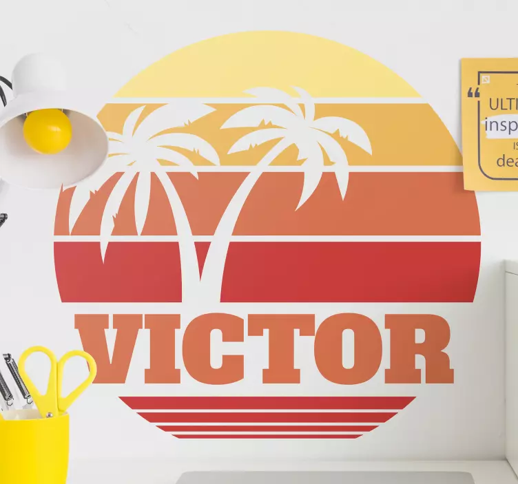 Vinilo naturaleza silueta de palma al atardecer - TenVinilo