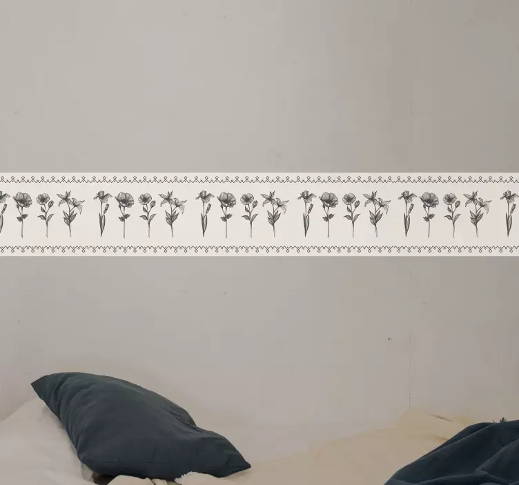 Vinilo ornamental borde floral elegante - TenVinilo