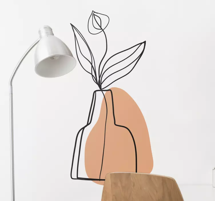 Vinilo ornamental jarrón de flores estilizado - TenVinilo