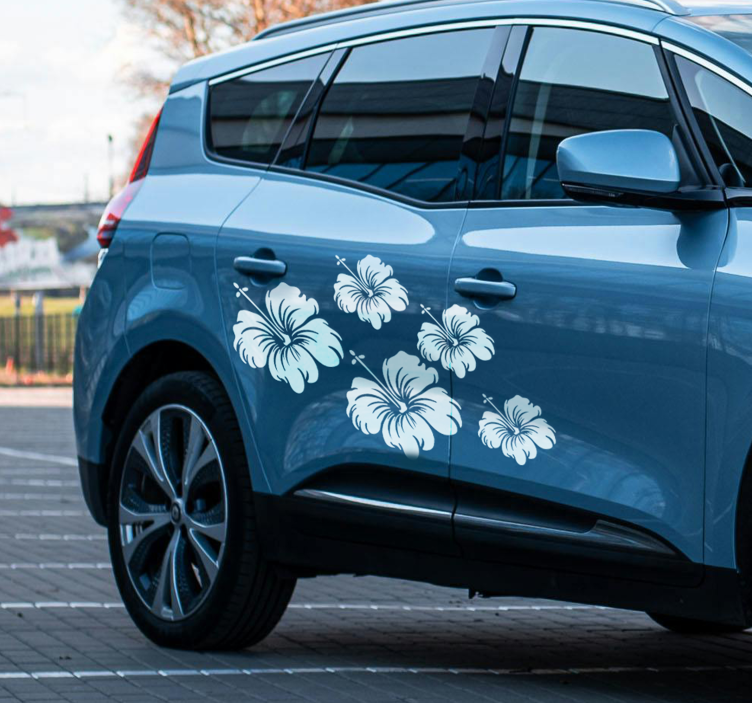 Pegatina para coche flores de hibisco - TenVinilo