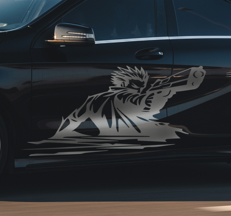 Pegatina para coche silueta de pistolero - TenVinilo