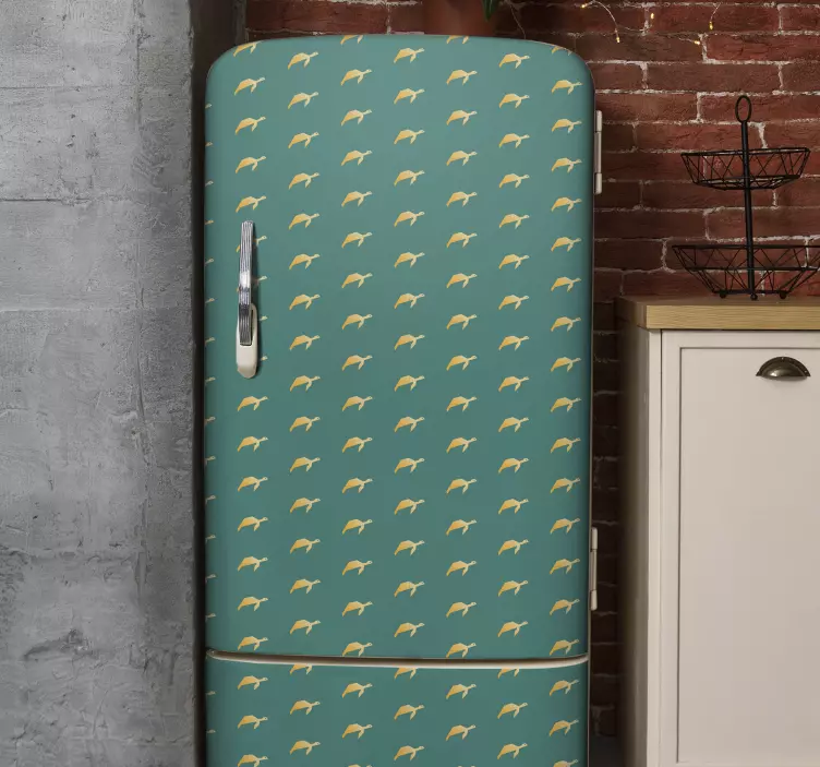 Vinilo para nevera esmeralda tortuga geométrica - TenVinilo