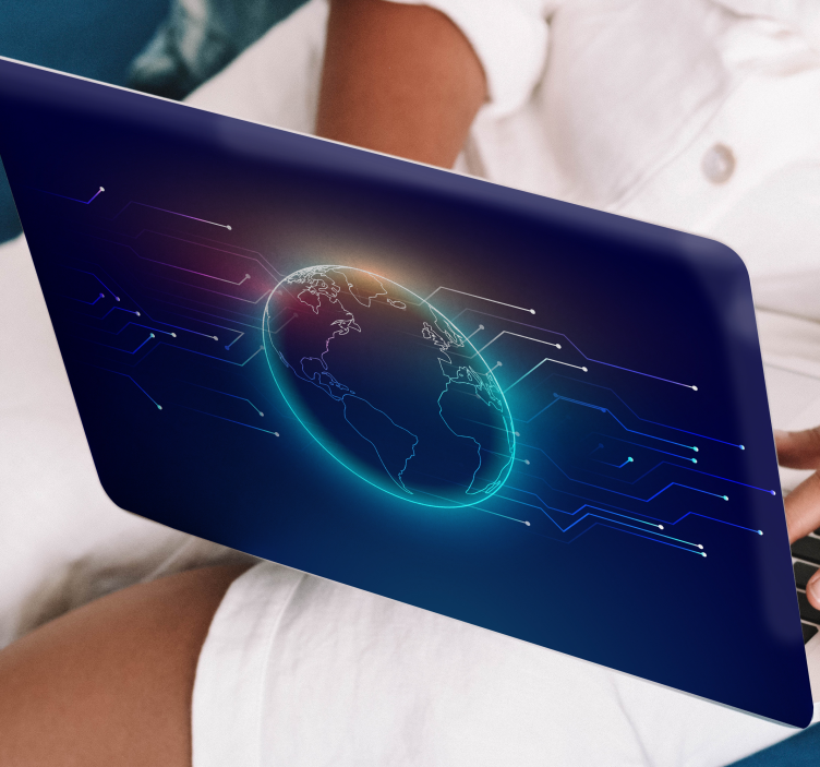 Vinilo mapamundi para portátil mundo telecomunicaciones - TenVinilo