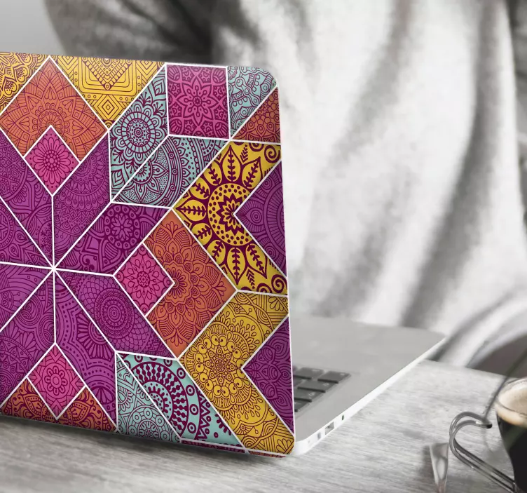 Vinilo para portátiles mosaico de paisley - TenVinilo