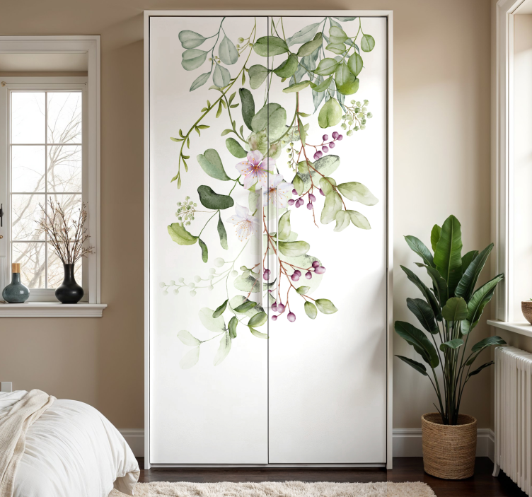 Vinilo para mueble flores y hojas - TenVinilo