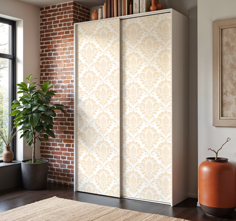 Vinilo para mueble patrón de damasco beige - TenVinilo