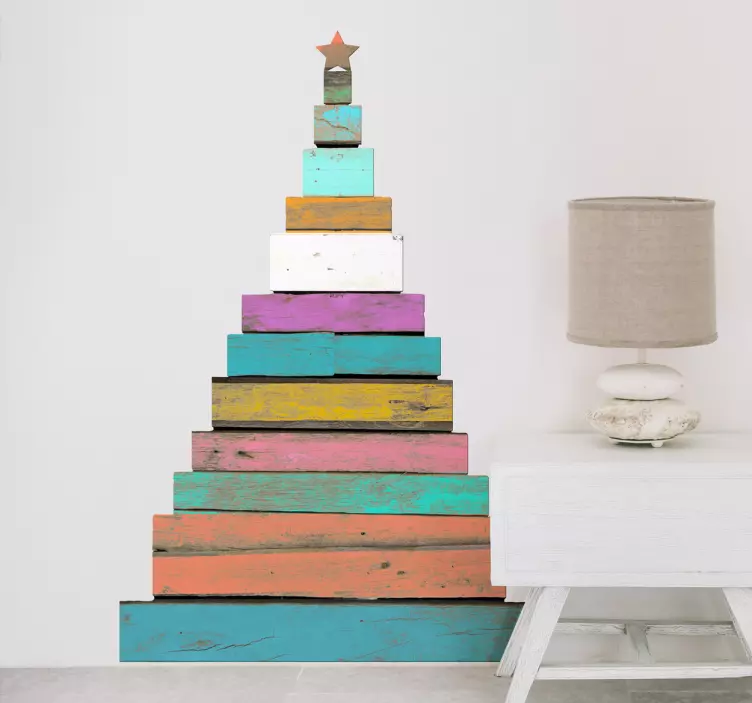 Vinilo para Navidad árbol de madera - TenVinilo