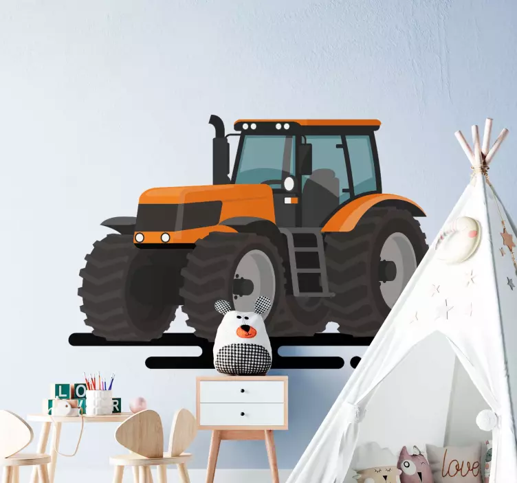 Vinilo infantil tractor de color naranja - TenVinilo