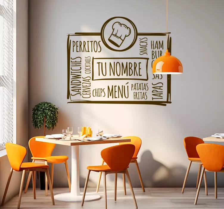 Vinilo pared bienvenidos a nuestro restaurante. Ofrecemos una var - TenVinilo
