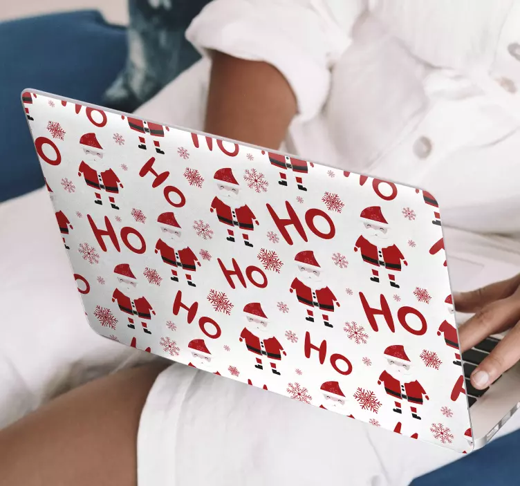 Vinilo para portátil patrón de papá noel - TenVinilo