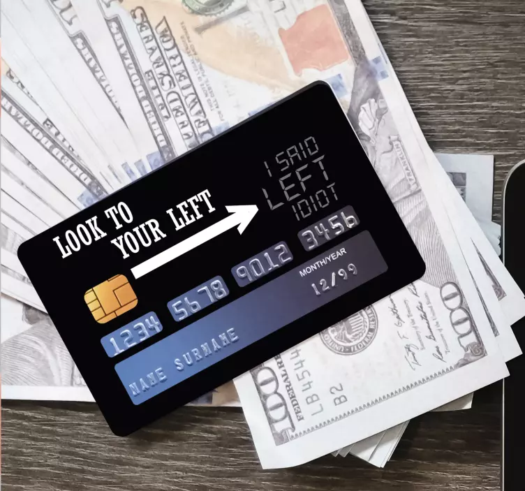 Vinilo tarjeta negro frase mira a la izquierda - TenVinilo