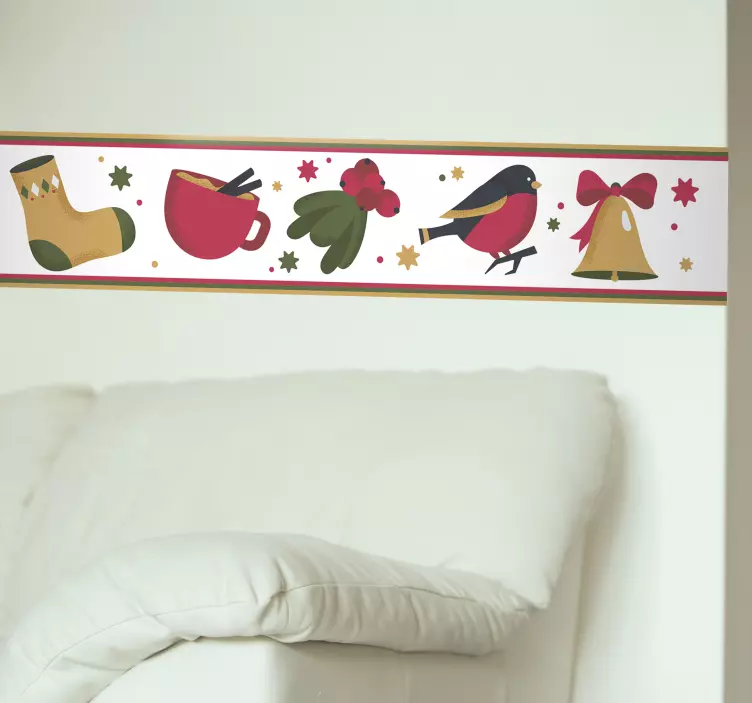 Vinilo pared adornos navideños - TenVinilo