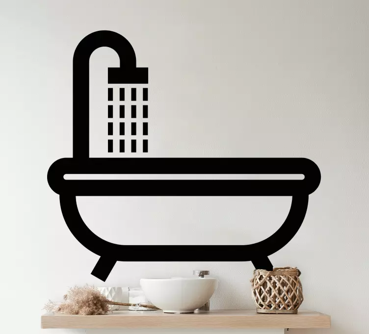 Vinilo baño Silueta de bañera monocolor - TenVinilo