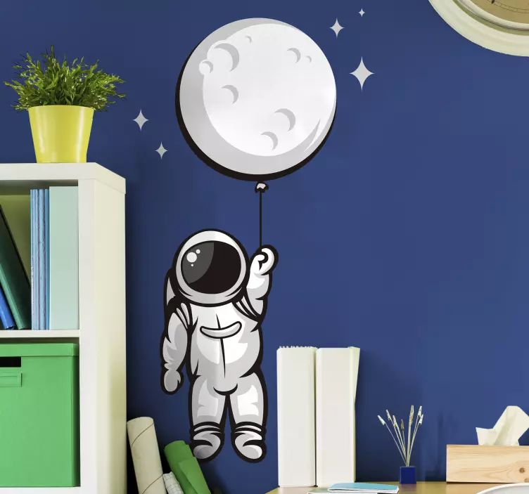 Vinilo infantil de astronauta en la luna - TenVinilo