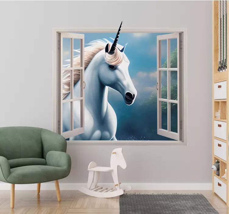 Vinilo decorativo efectos visuales Ventana de unicornio - TenVinilo