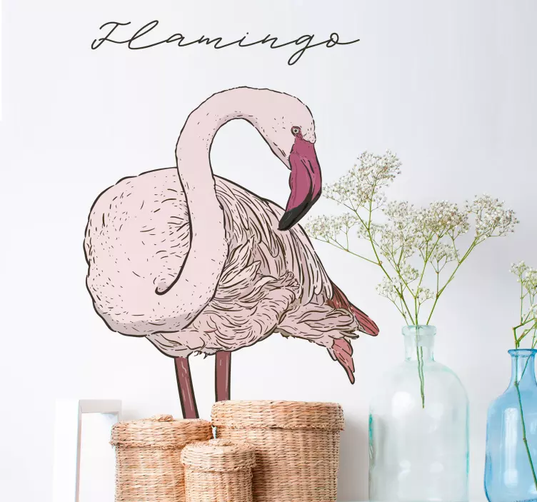 Vinilo pared Flamingo animal - TenVinilo